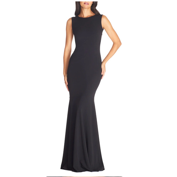 Dress the Population Leighton Gown Black Twist V-Back Sleeveless Sz XS - Picture 2 of 10